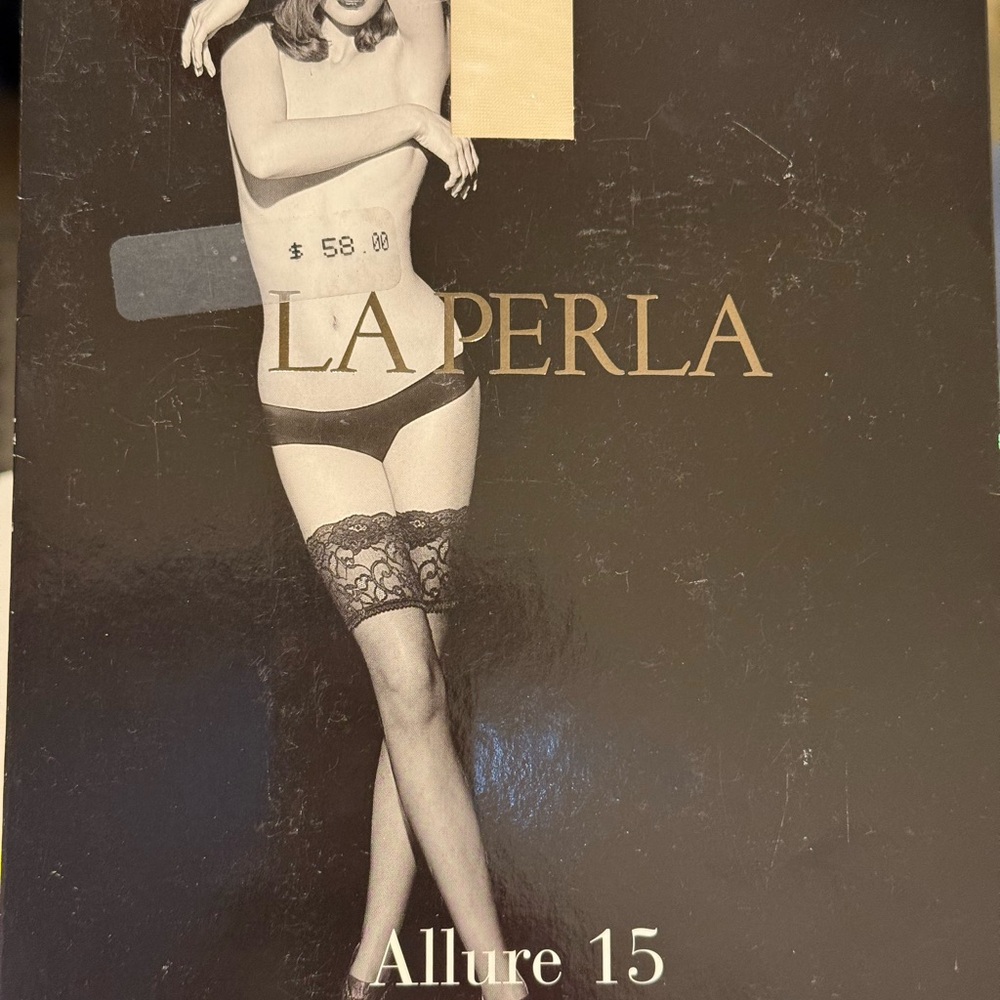 Vintage La Perla Allure 15 Stay-Up Stockings NIB Italy Champagne Size M